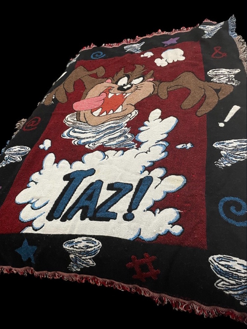 Vintage 1990s Warner Bros. Looney Tunes Taz throw blanket .
